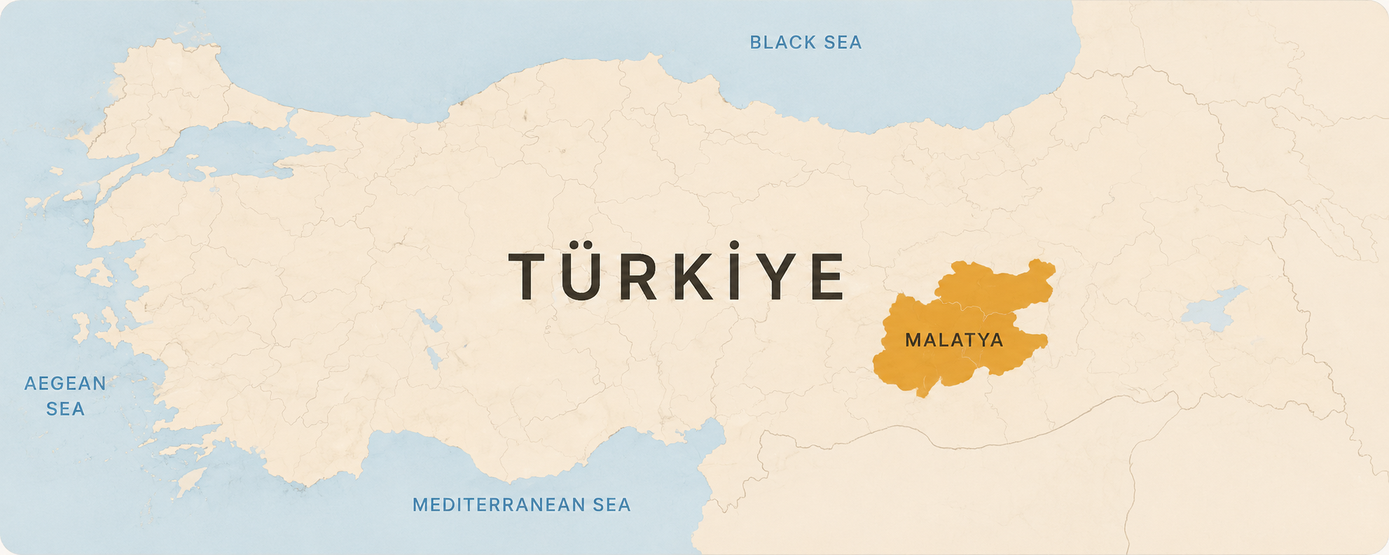 Map of Türkiye highlighting Malatya