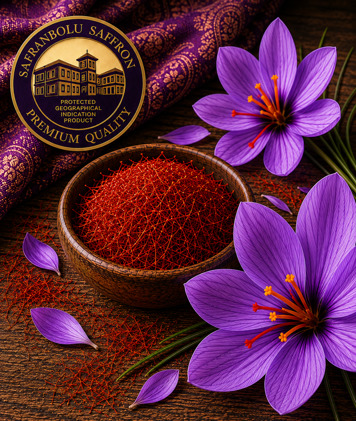 Safranbolu saffron threads and crocus flowers