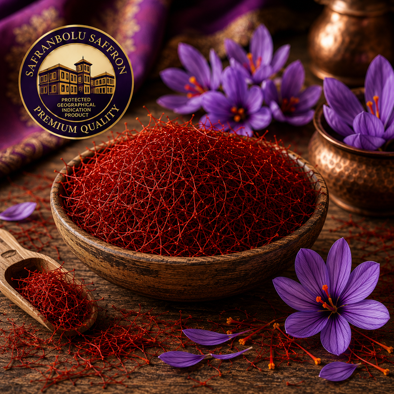 Premium Safranbolu saffron threads close-up