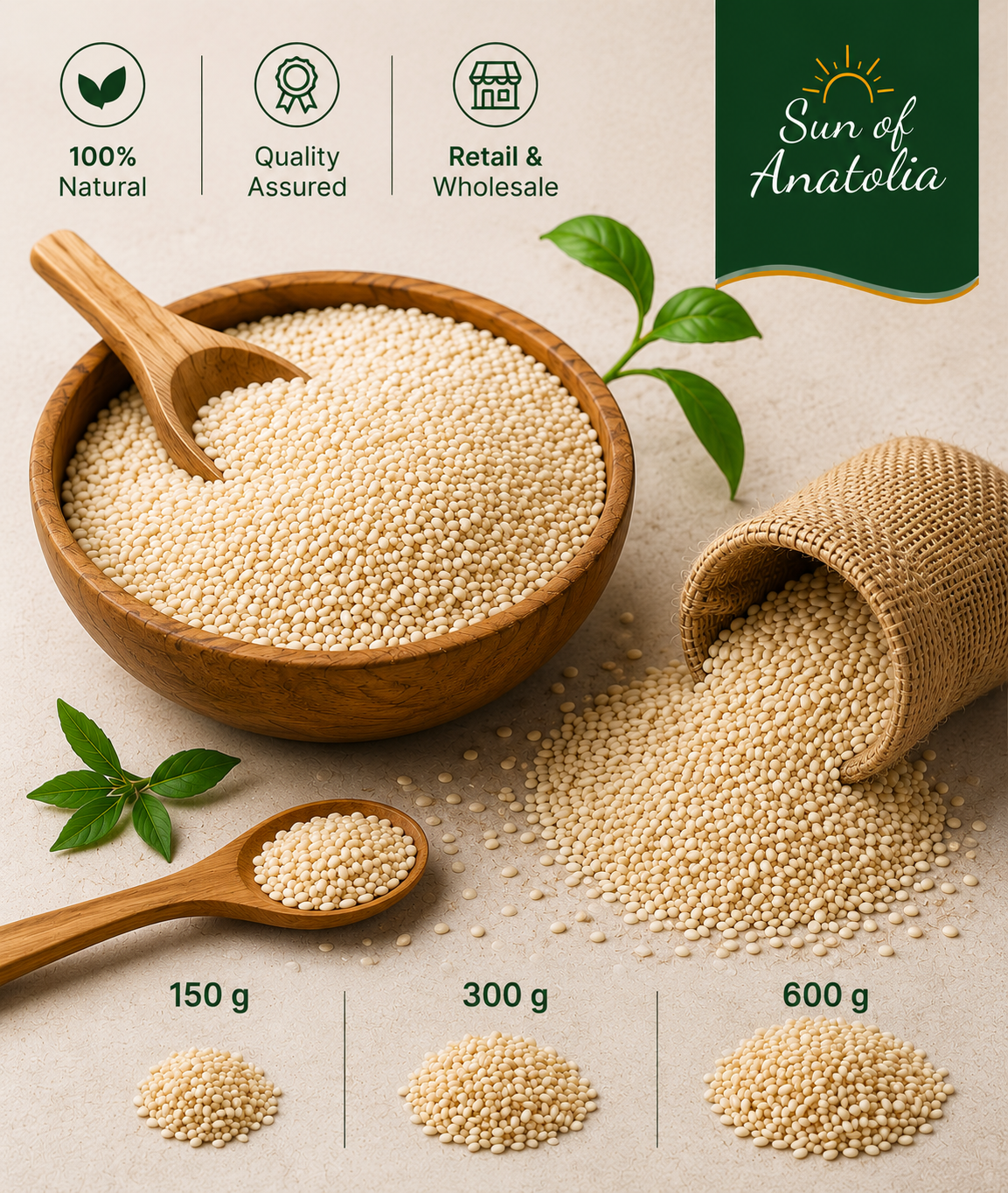 White sesame seeds with packaging