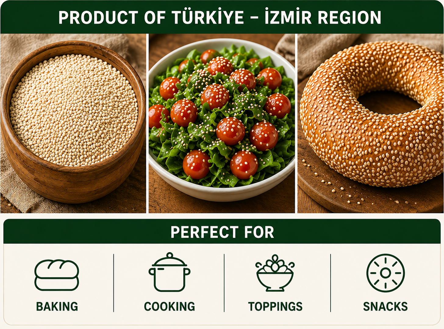 Sesame uses: baking, cooking, toppings, snacks